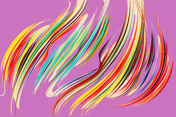 Image showing Fractal image: glowing colored stripes and lines.