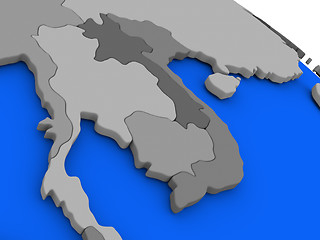 Image showing Laos and Cambodia on political Earth model