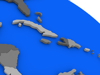 Image showing North Caribbean on political Earth model