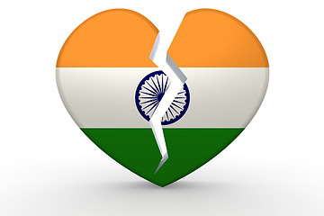 Image showing Broken white heart shape with India flag