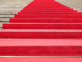 Image showing Red carpet on stairway