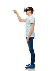 Image showing happy man in virtual reality headset or 3d glasses