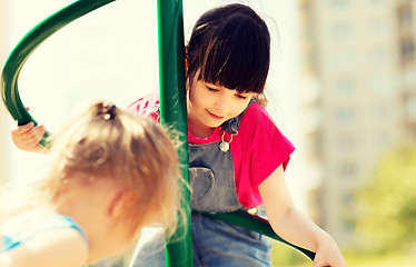 Image showing group of happy little girls on children playground