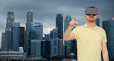 Image showing man in virtual reality headset or 3d glasses