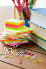 Image showing close up of pens, books, clips and stickers