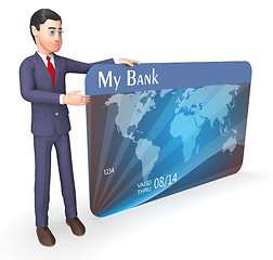 Image showing Credit Card Indicates Business Person And Bank 3d Rendering