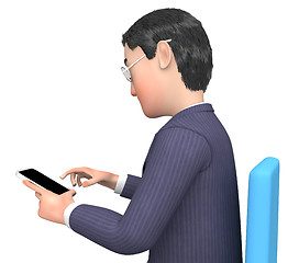 Image showing Character Businessman Represents Phone Call And Calling 3d Rende