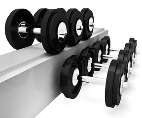 Image showing Exercise Gym Represents Workout Equipment And Exercises 3d Rende