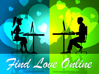 Image showing Find Love Online Means Web Site And Loving