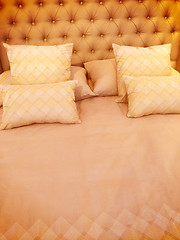 Image showing Luxurious bed with silky linen