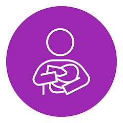 Image showing Woman nursing baby line icon.