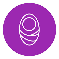 Image showing Infant wrapped in swaddling clothes line icon.