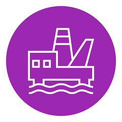 Image showing Offshore oil platform line icon.