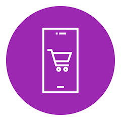 Image showing Online shopping line icon.