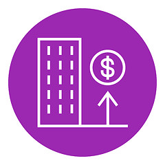 Image showing Growth of real estate market line icon.