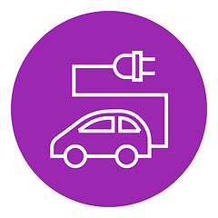 Image showing Electric car line icon.