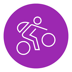 Image showing Man riding bike line icon.