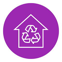 Image showing House with recycling symbol line icon.