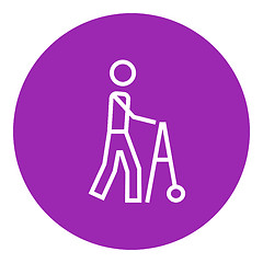 Image showing Man with walker line icon.