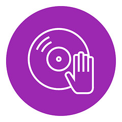 Image showing Disc with dj hand line icon.