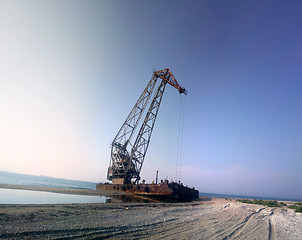 Image showing Old crane in port 