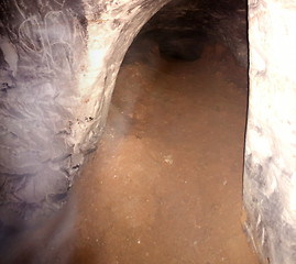 Image showing digger, miner tunnel deeply underground.