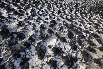 Image showing Black snow 2. Direct allegory of human pollution of the Earth. Concept of combining opposite