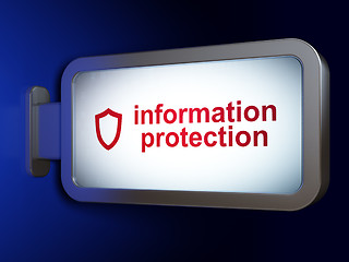 Image showing Privacy concept: Information Protection and Contoured Shield on billboard background