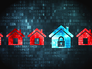 Image showing Security concept: Home on digital background