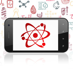 Image showing Science concept: Smartphone with Molecule on display