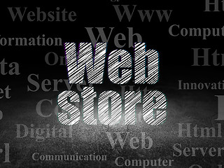 Image showing Web design concept: Web Store in grunge dark room