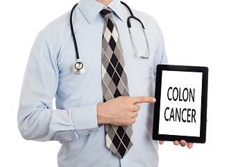 Image showing Doctor holding tablet - Colon cancer