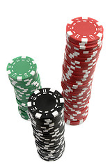 Image showing stack of colorful casino chips