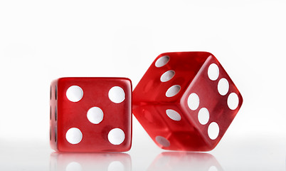 Image showing Two red dices