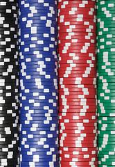 Image showing Close up of a huge stack of Casino Chips