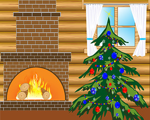 Image showing Room with natty fir tree