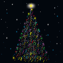 Image showing Festive spruce from stars
