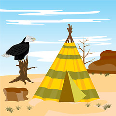 Image showing Wigwam in desert