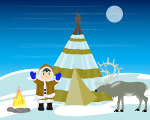 Image showing Reindeer breeder on north