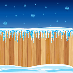 Image showing Wooden fence in winter