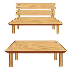 Image showing Table and bench from tree