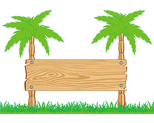 Image showing Wooden board and palms