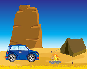 Image showing Tent with car in desert