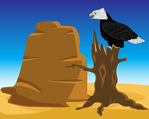 Image showing Desert and eagle on tree