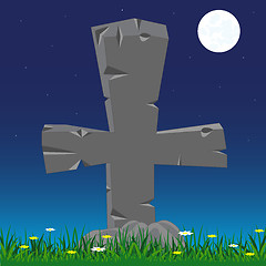 Image showing Grave with cross from stone