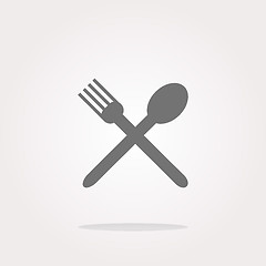 Image showing fork and spoon. Eat sign icon. Cutlery etiquette rules symbol. Circle and square buttons. Flat design set.