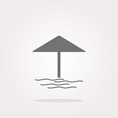 Image showing vector Beach umbrella on web icon (button) isolated on white