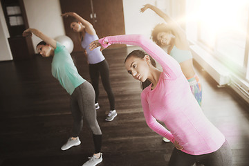 Image showing group of happy women working out in gym