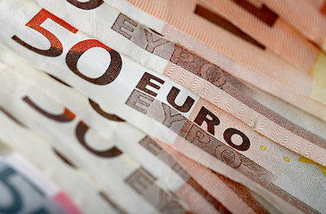 Image showing Colorful euro banknotes, close-up