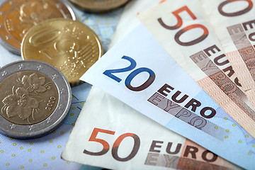 Image showing Colorful euro banknotes